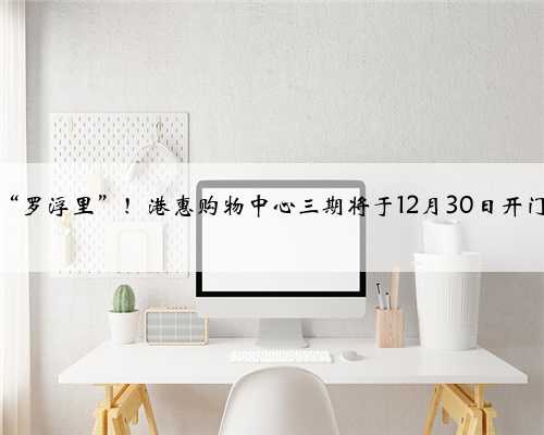 步入“罗浮里”！港惠购物中心三期将于12月30日开门迎客